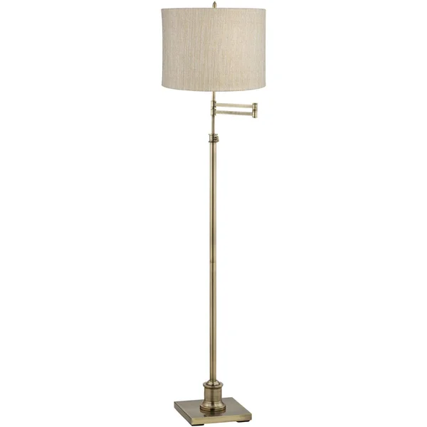 360 Lighting Westbury Gold and Silver Shade Brass Swing Arm Floor Lamp