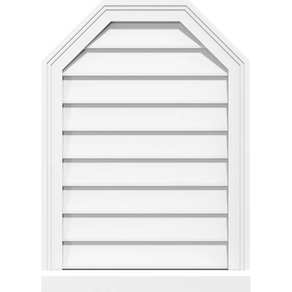 Ekena Millwork GVPOT26X3803SN 26x22W x 38x22H Octagonal Top Surface Mount PVC Gable Vent: Non-Functional - w/ 2x22W x 2x22P Brick