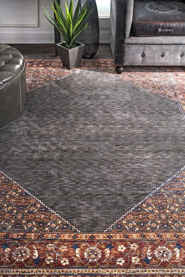 nuLOOM Vintage Purnell Floral 4& x 6& Area Rug - Rust - STCV04B-406