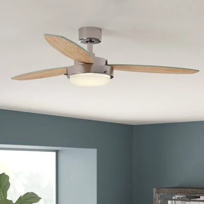 52x22 Corsa 3 - Blade PROPELLER Ceiling Fan with Pull Chain and Light Kit Included Mercury Row Finish: Brushed Nickel with Beech