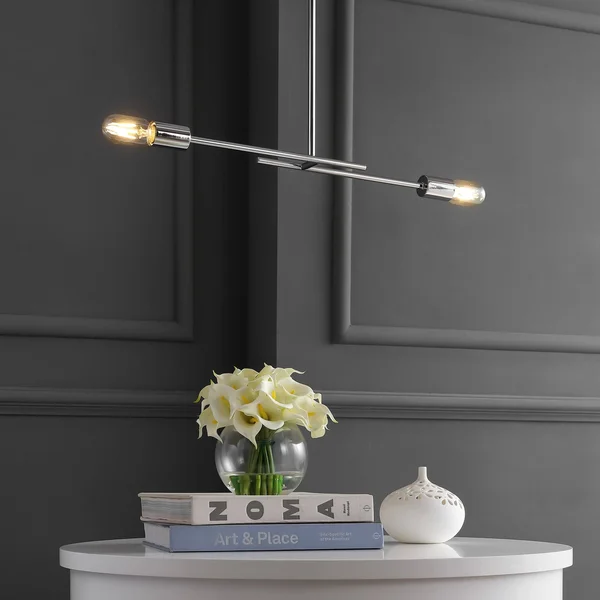Jonathan Y Turing 30.5x22 Adjustable Metal LED Linear Pendant - Chrome