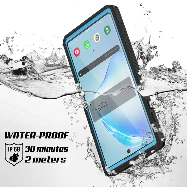 Galaxy Note 10+ Plus Case - Punkcase [Extreme Series] Armor Cover w/ Built in Screen Protector [Light Blue] - Light Blue