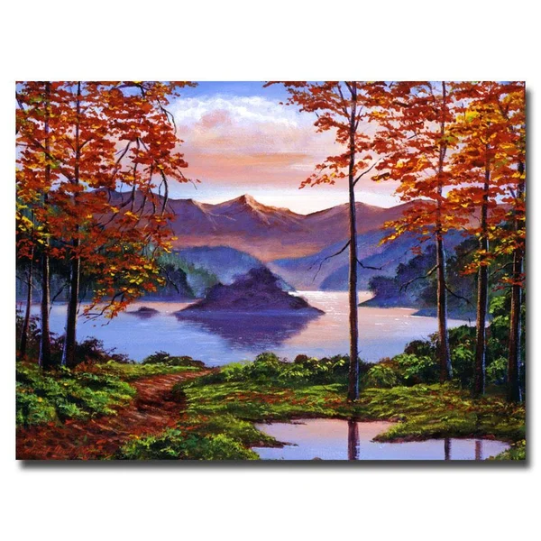 Trademark Art Sunset Reverie by David Lloyd Glover Painting Print on Canvas Size: 35x22 H x 47x22 W x 2x22 D