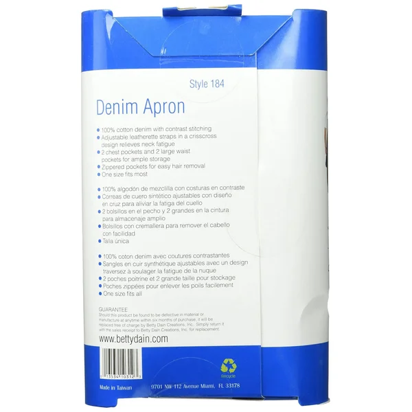 Betty Dain Denim Salon Stylist Apron, Dark Denim 184