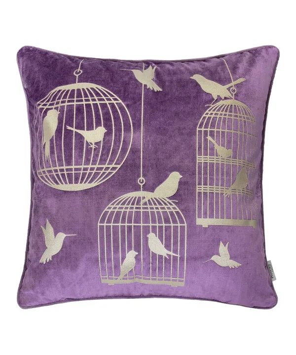 Homey Cozy Foil Print Bird Throw Pillow Cover & Insert - Purple