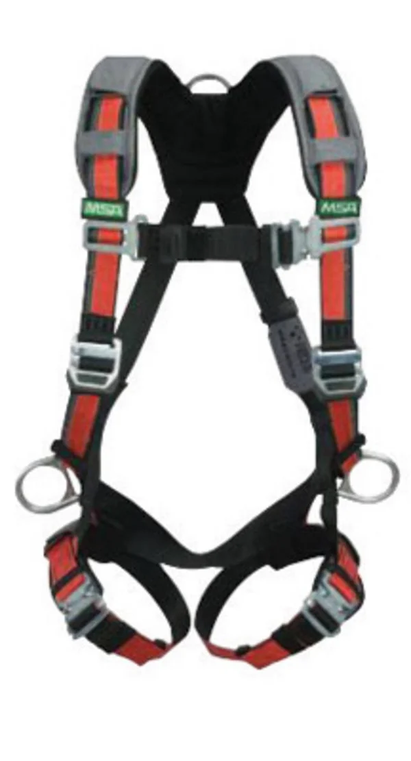 MSA 10105948 Standard Evotech Full Body Style Harness with Qwik-Connect Chest and Leg Strap Buckle - BACK, Hip and Chest D-Ring