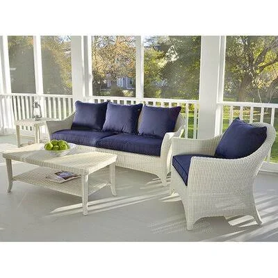 Cape Cod Wicker/Rattan Coffee Table Kingsley Bate Off White 18x22H x 47x22W x 23x22D