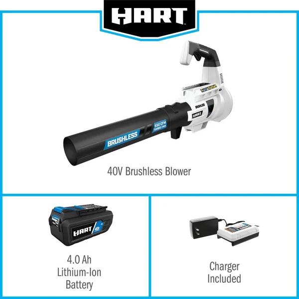 Hart 40-Volt Cordless Brushless Turbo Fan Blower Kit (1) 4.0Ah Lithium-Ion Battery