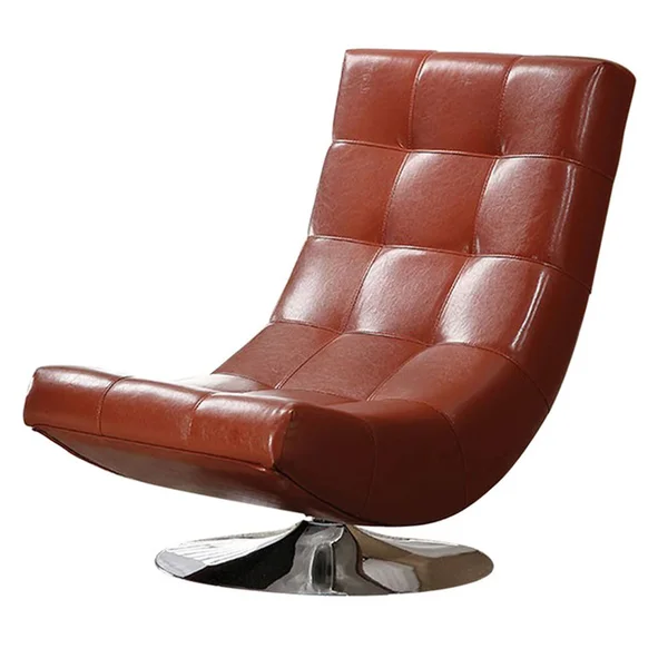 Benzara - Trinidad Contemporary Swivel Chair, Mahogany Red