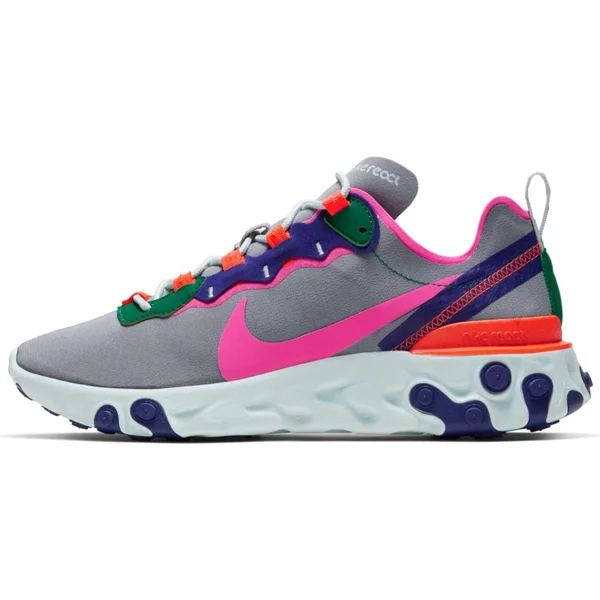 Nike React Element 55 Shoes Wolf Grey/Laser Fuchsia/Hyper Crimson