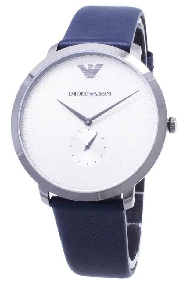 Emporio Armani AR11214 Slim Blue Leather Silver Dial Men's Watch