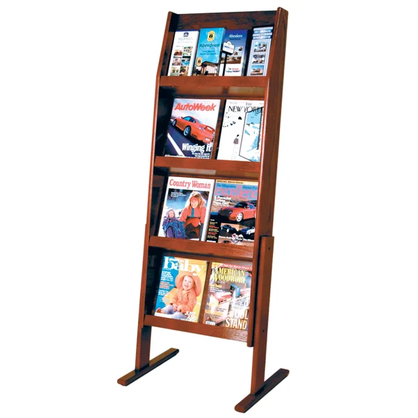 Wooden Mallet Slope 16 Pocket Standing Literature Display Mahogany
