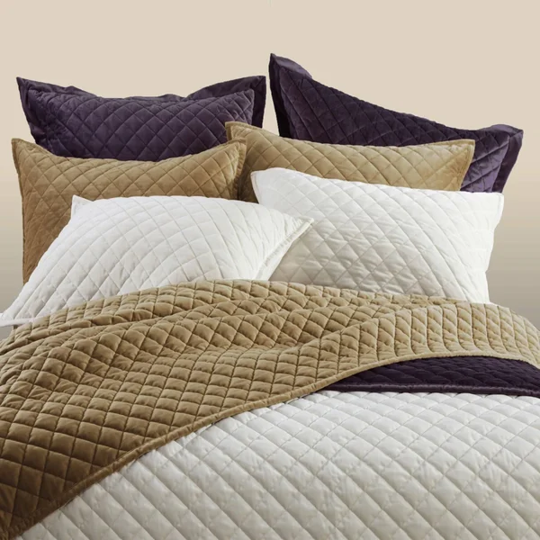 HiEnd Accents Velvet Quilted Sham, King Sham, Gray