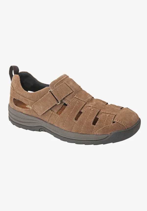 Drew Men's Dublin Fisherman Sandal, Size: 7.5, Olive Suede