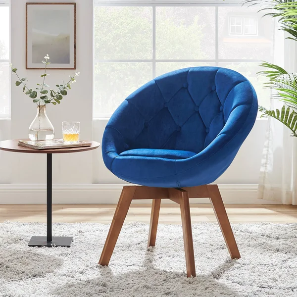 Carson Carrington KALLAX Velvet or PU Tufted Round Swivel Accent Chair - 27.19x22W x 24.03x22D x 33.88x22H - Grey Velvet