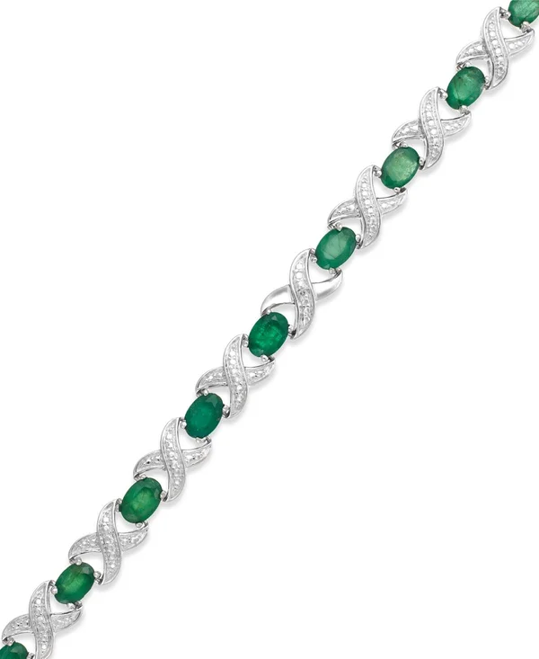 Macy&s Sapphire (8 Ct. t.w.) and Diamond Accent XO Bracelet in Sterling Silver (also in Ruby and Emerald)