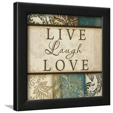 Live Laugh Love Framed Print Wall Art by Jennifer Pugh - Size: 12 x 12, Black