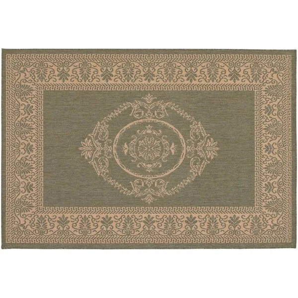 Couristan Recife Antique Medallion Area Rug, Green/Natural, 8&6x22 Round
