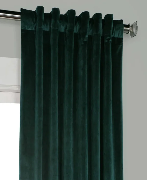 Exclusive Fabrics Heritage Plush Velvet Sing Curtain Panel - 50 x 84 - Forestry Green