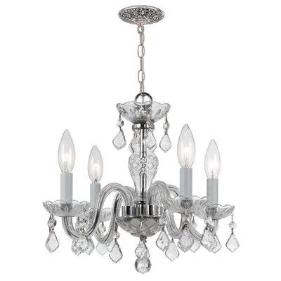 Eivind 4 - Light Candle Style Classic, Traditional Chandelier with Wood Accents Rosdorf Park Finish: Polished Chrome, Crystal T