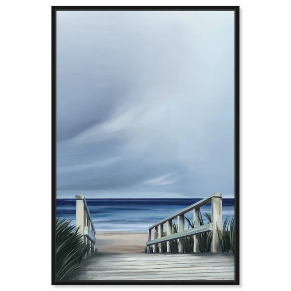 Oliver Gal 'Clouds on Vacation' Nautical and Coastal Wall Art Framed Canvas Print Coastal - White, Brown - 20 x 30 - Black