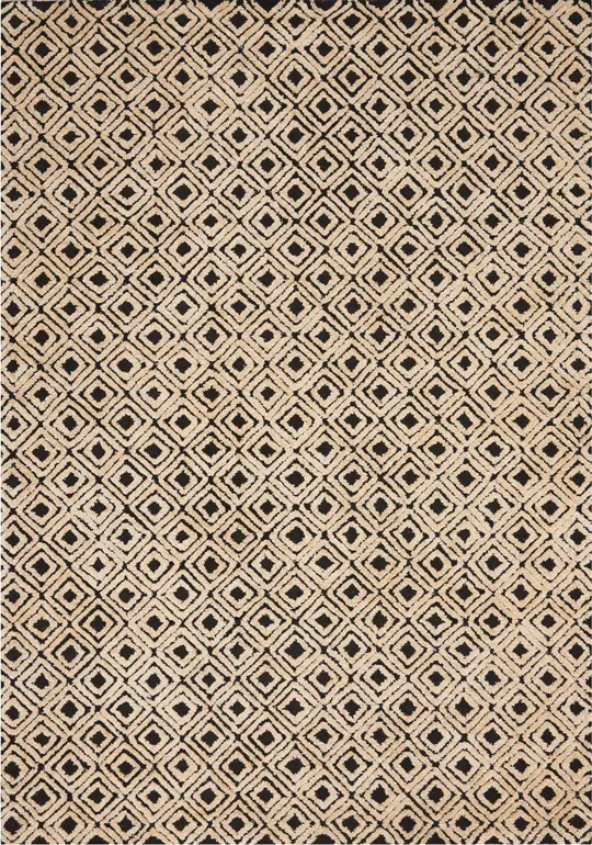 Nourison Deco Mod Dec02 5&3x22 x 7&4x22 Black, Beige Area Rug