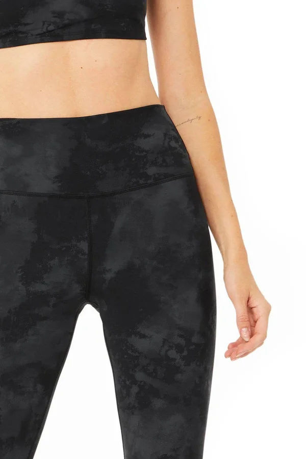 High-Waist Solarized Tie-Dye Legging - Black