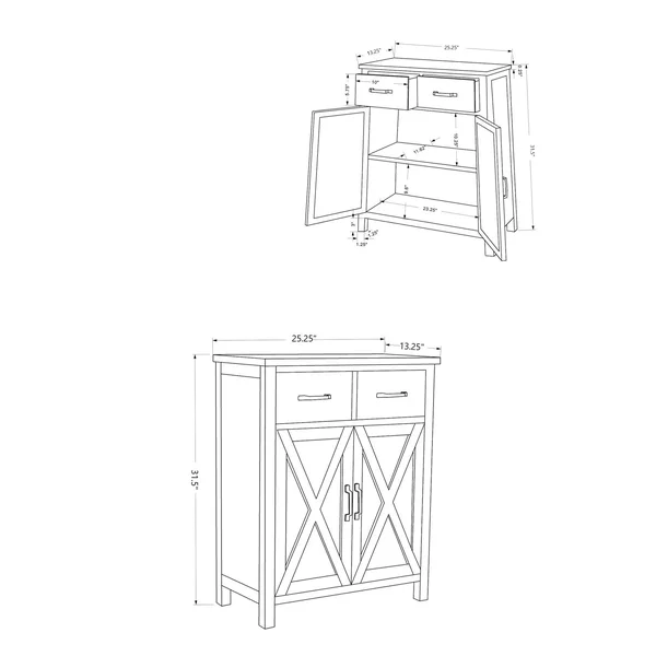 LuxenHome Rustic Wood Barn Door Storage Cabinet