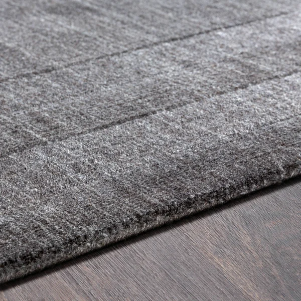 Modern BHS-0061938 Tufted Wool Charcoal Border Accent Rug, 8' x 11'