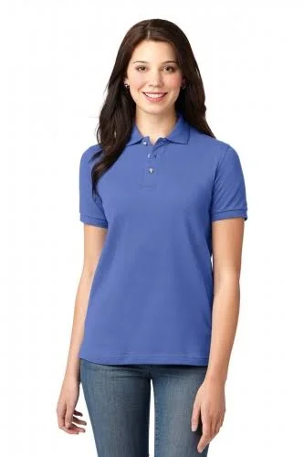 12 Promotional Port Authority L420 Ladies 7 oz Cotton Pique Knit Polo - Faded Blue - 4XL