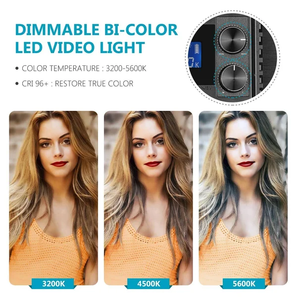 Neewer Upgraded 660 LED Video Light Dimmable Bi-Color LED Panel with LCD Screen