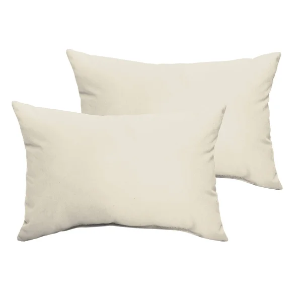 Humble & Haute Sunbrella Ivory Indoor/Outdoor Knife Edge Lumbar Pillow (Set of 2) - 12x22 x 18x22