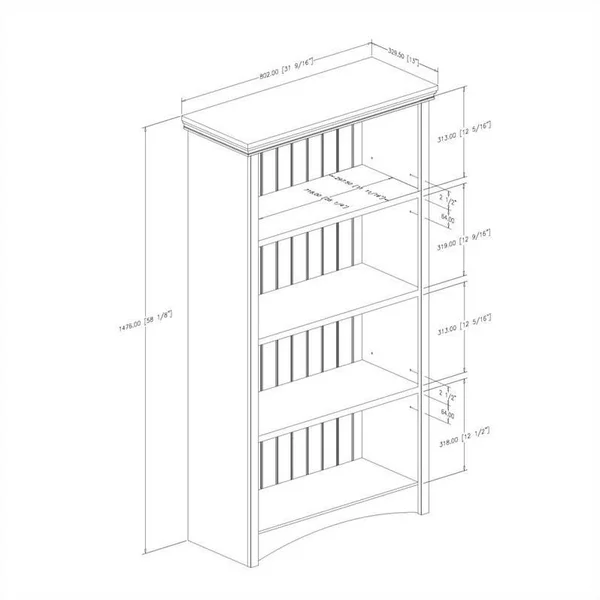 Atlin Designs 4 Shelf Bookcase in Pure White - AD-496604