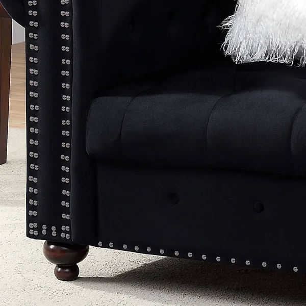 Furniture of America Resserie Glam Fabric Button Tufted Chair - Blue