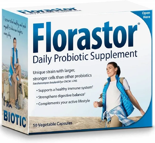 Florastor Daily Probiotic Supplement for Men & Women, 250 mg, 50 Capsules