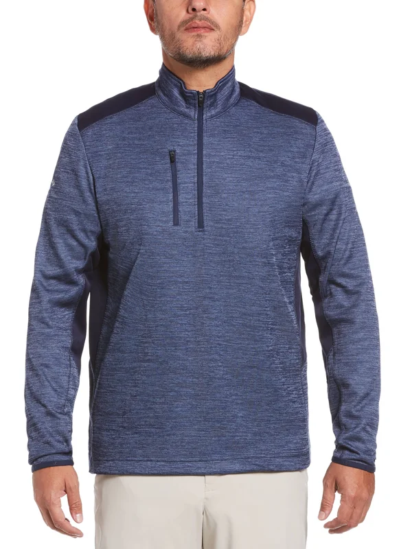 Callaway Men's Dual Action Aquapel Block Swing Tech 1/4 Zip Pullover - Peacoat Heather Blue, Size Medium, 100% Polyester