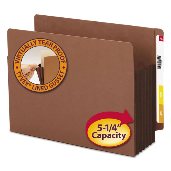 Smead SMD73691 Extra Wide Redrope End Tab File, Straight Cut, 5-1/4x22 Expansion, Letter, Dark Brown GUSSET, 10 per Box