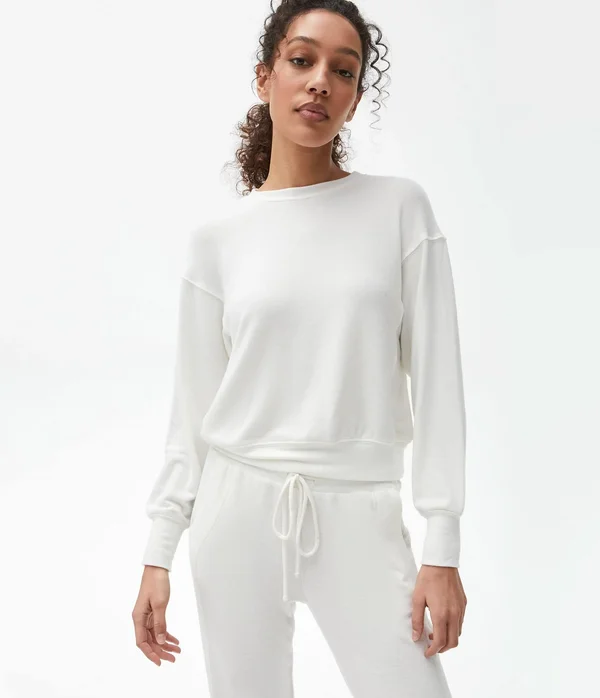 Michael Stars Women's Gigi Crew Neck Top Pullover in Yellow, Size Large
