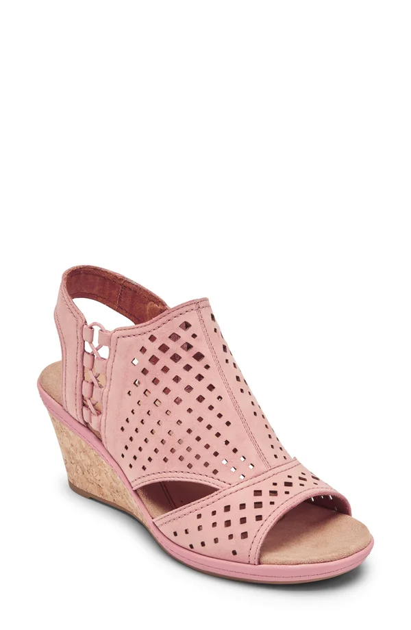 Women's Rockport COB Hill Janna Wedge Sandal, Size 6.5 W - Pink