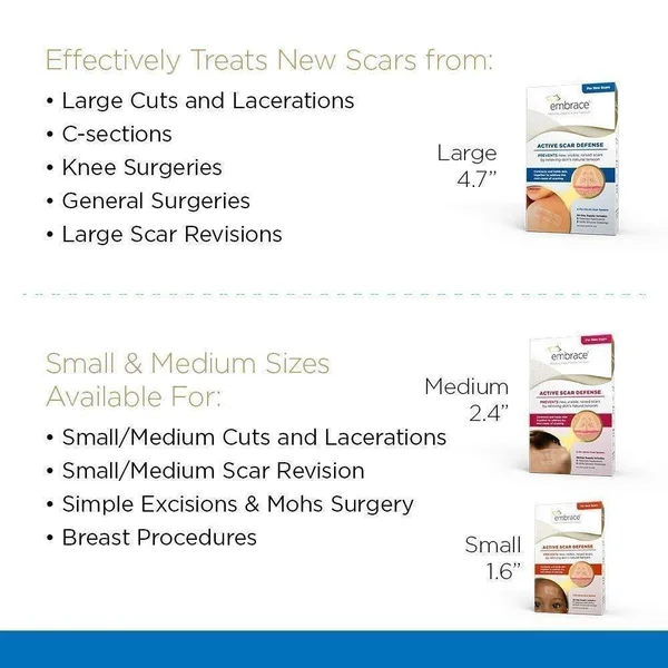 Embrace Scar Treatment - Silicone Sheets for New Scars with Active Scar Defense