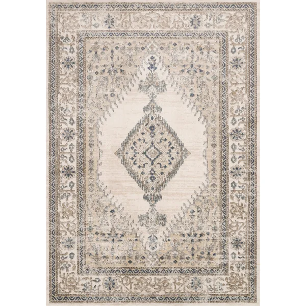 Alexander Home Josefina Diamond Medallion Traditional Rug - 2&8x22 x 10&6x22 - Oatmeal - Ivory