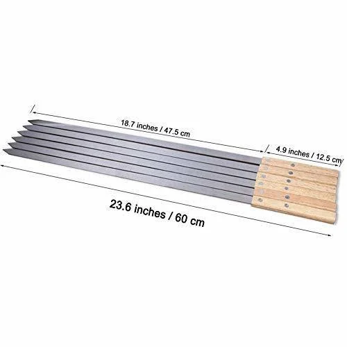 Goutime 23 x 5/8 inch Stainless Steel Shish Kabob Skewers with Bag, Set of 6