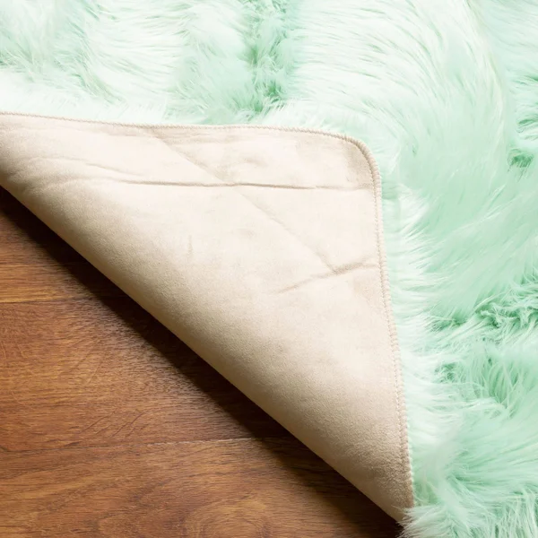 Serene Faux Sheepskin Shaped Rug in Mint Green4' x 6' Sheepskin