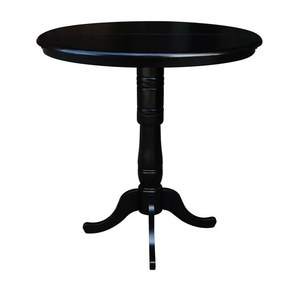 36 inch Round Top Pedestal Table with 12 inch Leaf - 42 inchh, Black