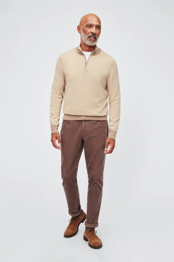 Bonobos Washable Cotton Cashmere Half-Zip Sweater - Natural