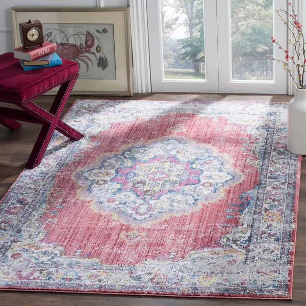 Safavieh Bristol BTL343B 5&1x22 x 7&6x22 Fuchsia - Light Grey Area Rug
