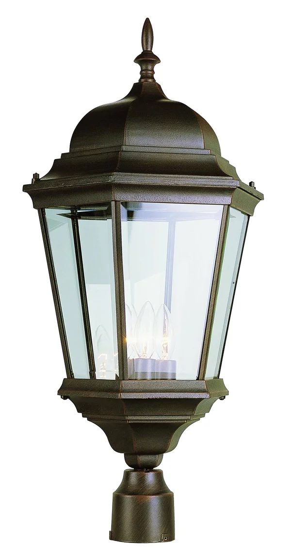 Trans Globe 51001 3 Light Post Lantern - Rust