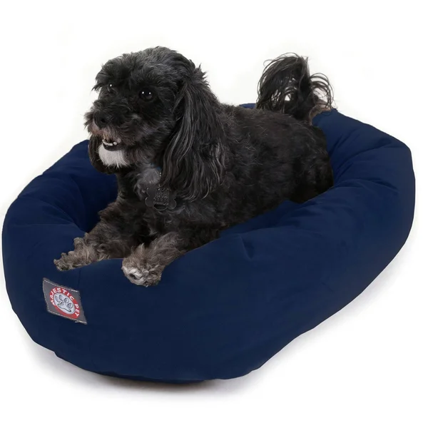 Majestic Pet Suede Bagel Dog Bed, Navy, 24-in