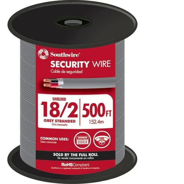 Southwire 57573144 18/2 Shielded CMR/CL3R - 7Str Gray, 500 ft