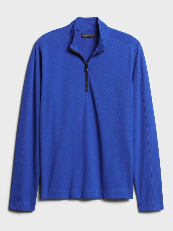 Banana Republic Men's Core Temp Mesh Half-Zip T-Shirt Voltage Blue Tall Size XXL